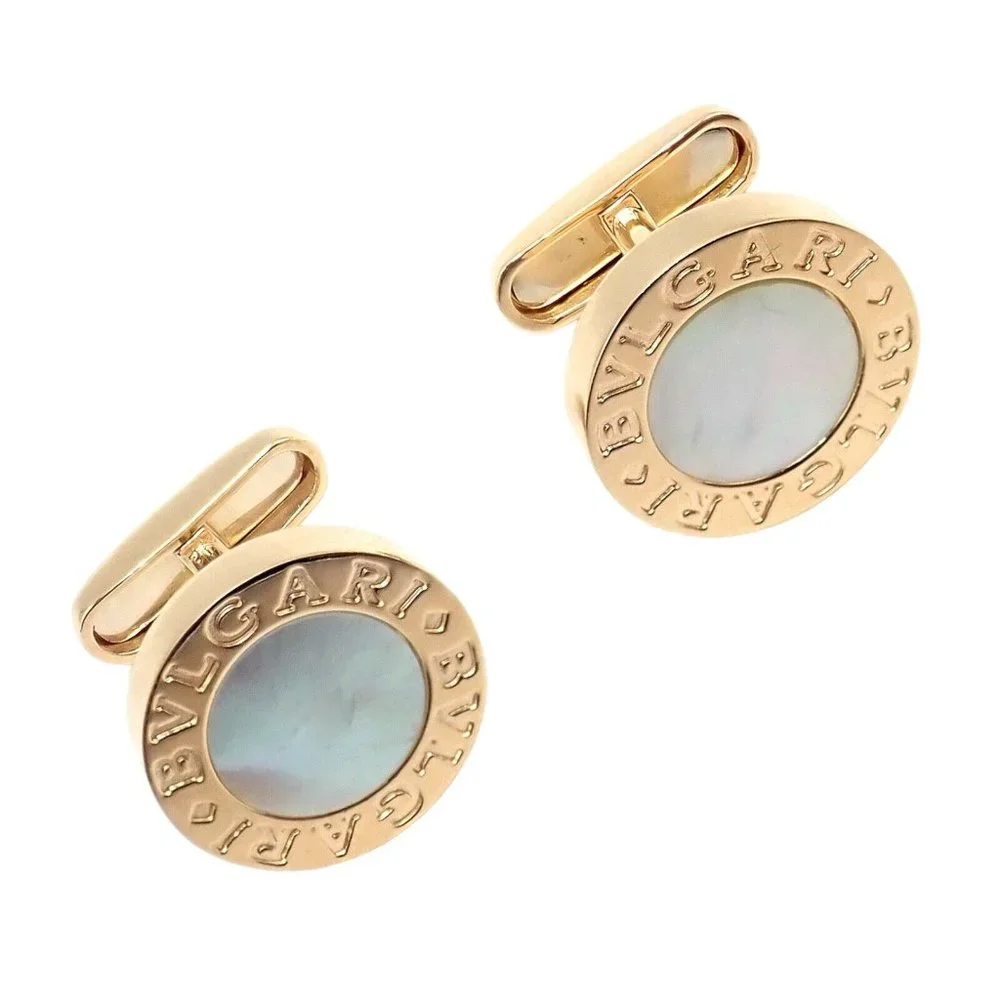 Authentic! Bvlgari Bulgari 18k Yellow Gold Multicenter Cufflink Kit Set